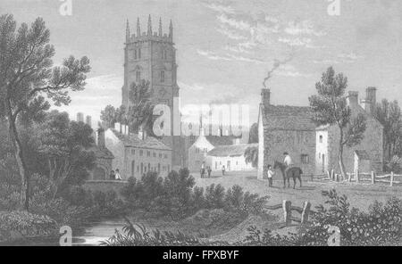 Pays de Galles : Northop, Flintshire : Gastineau, antique print 1831 Banque D'Images