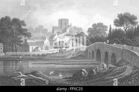 Pays de Galles : St Asaph, Flintshire : Gastineau, antique print 1831 Banque D'Images