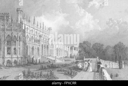 CHESHIRE East : Eaton Hall : Allom, antique print 1836 Banque D'Images