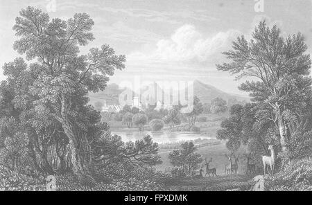 WELSHPOOL : de Powis, Montgomeryshire : Pays de Galles, antique print c1831 Banque D'Images