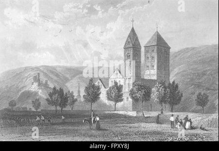 Allemagne : l'église Saint John's, Niederlahnstein , ancien 1830 Banque D'Images