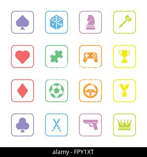 [EPS10] icon set jeu télévision couleur avec cadre rectangle arrondi pour la conception web, infographie, l'interface utilisateur et des applications mobiles Illustration de Vecteur