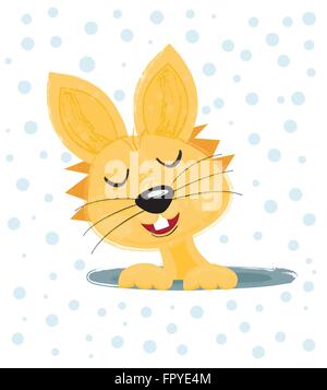 Lapin de Pâques dans le trou isolé sur fond blanc. Vector Illustration. Happy Easter Smiling Tête de lapin Illustration de Vecteur