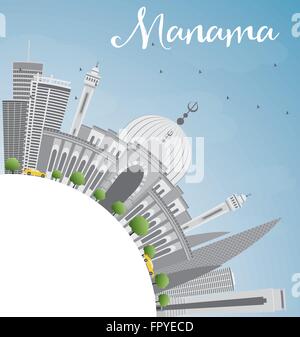 Manama Skyline avec bâtiments gris et copier l'espace. Vector Illustration. Les voyages d'affaires et tourisme Concept Illustration de Vecteur