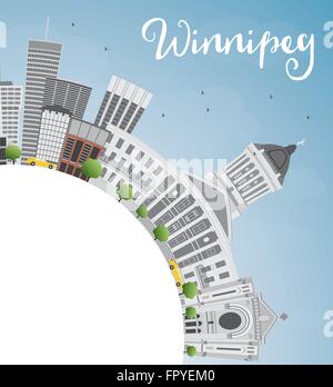 Toits de Winnipeg avec des bâtiments gris et copier l'espace. Vector Illustration. Les voyages d'affaires et tourisme Concept Illustration de Vecteur