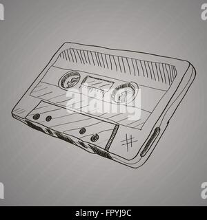 Cassette à la main. vector illustration sur gris Illustration de Vecteur