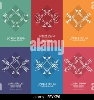 Ensemble de vintage fait main logos et étiquettes. Illustration de Vecteur