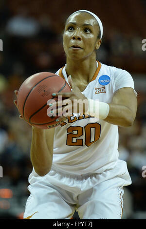 19 mars, 2016. Brianna Taylor # 20 de la Texas longhorns en action contre l'Alabama State Hornets dame à la Frank Erwin Center à Austin au Texas. Texas bat l'Alabama State 86-42.Robert Backman/Cal Sport Media. Banque D'Images