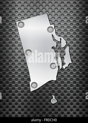 Rhode Island metal site sur une grille de métal noir. Illustration de Vecteur