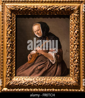 'La femme jouant le cistre' de peintre hollandais Jan Steen dans maurits museum à Den Haag Holland Banque D'Images