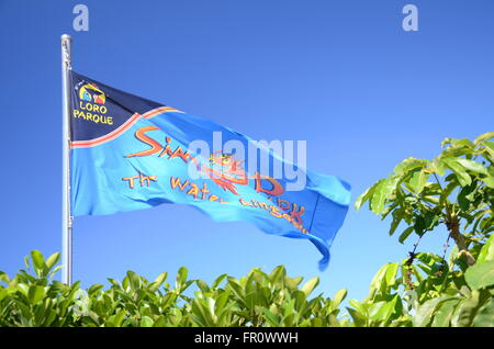 Waving Flag de Siam Park contre le ciel bleu sur Tenerife Banque D'Images