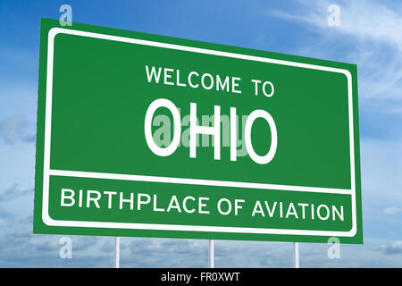 Bienvenue au concept d'état de l'Ohio on road sign Banque D'Images