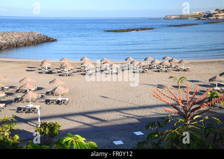 Belle plage de sable Playa de Torviscas à Adeje à Tenerife, Espagne Banque D'Images