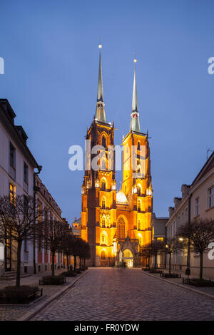 Soir à Wroclaw, Pologne. Capitale européenne de la Culture 2016. Banque D'Images