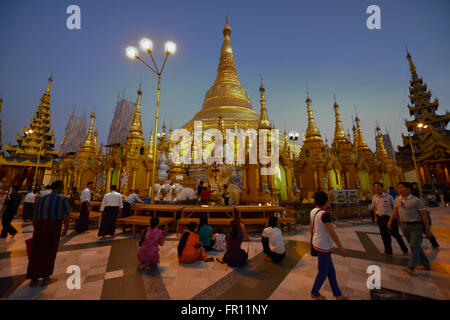 Paya Shwedagon d'or, le plus sacré de pèlerinage de Yangon, Myanmar Banque D'Images
