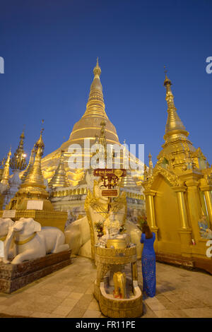 Paya Shwedagon d'or, le plus sacré de pèlerinage de Yangon, Myanmar Banque D'Images