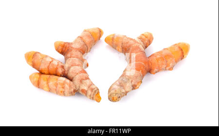 Le curcuma sur fond blanc Banque D'Images