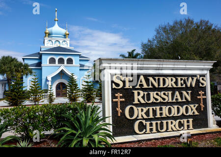 Saint-Pétersbourg, Floride, St. Église orthodoxe russe de Saint Andrew, extérieur, devant, entrée, FL160211003 Banque D'Images