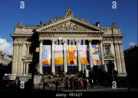 L'art de l'exposition Bourse,brique,Boulevard Anspach, Bruxelles, Belgique Banque D'Images