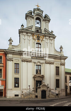 L'église baroque de la Transfiguration du Seigneur dans la vieille ville de Cracovie, Pologne. Banque D'Images