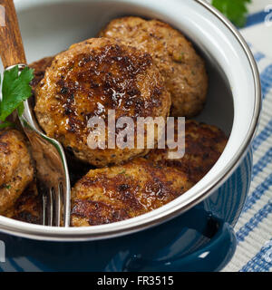 Petites galettes ou saucisse escalopes Banque D'Images