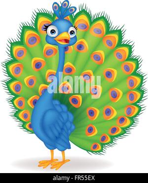 Caricature de paon Illustration de Vecteur