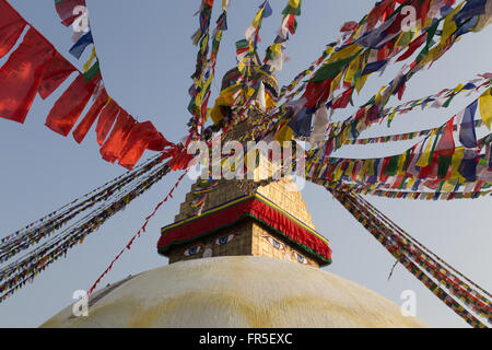 Katmandou, Népal - Décembre 03, 2014 : Détail de la Stupa Boudhanath Banque D'Images