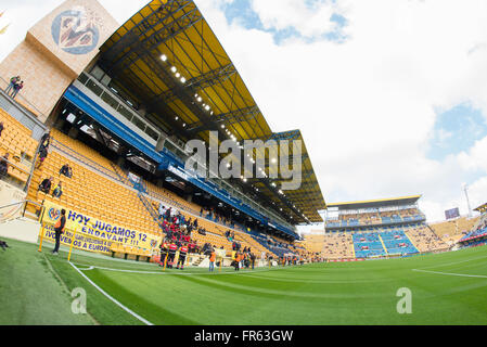 VILLARREAL, ESPAGNE - 20 mars : Fisheye vue du Stade El Madrigal, Villarreal du Club de football le 20 mars 2016 à Villarreal, Espagne. Banque D'Images