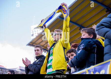 VILLARREAL, ESPAGNE - 20 mars : des supporters à l'adéquation entre la Liga Villarreal CF et le FC Barcelone au Stade El Madrigal le 20 mars 2016 à Villarreal, Espagne. Banque D'Images