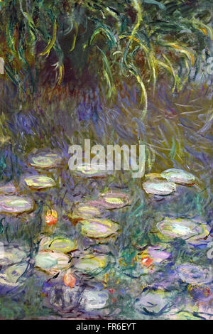 Détail de l'eau la série de Lily Nymphaea peinte par Claude Monet 1840 – 1926 France Français au Musée de l'Orangerie ( jardin Tuileries Paris ) peintures impressionnistes et post-impressionnistes françaises France Banque D'Images