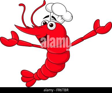 Crevettes agitant chef mignon Illustration de Vecteur