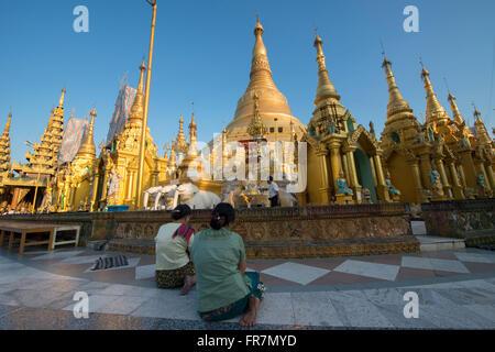 Paya Shwedagon d'or, le plus sacré de pèlerinage de Yangon, Myanmar Banque D'Images