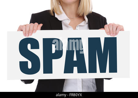 L'envoi de Spam Mail E-mail via internet business concept sur ordinateur Banque D'Images