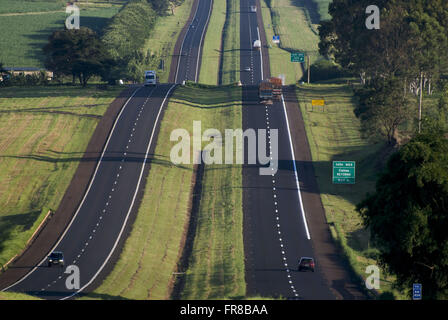 Entre l'autoroute Brigadeiro Faria Lima Terra Rossa et Hill - SP-326 Banque D'Images