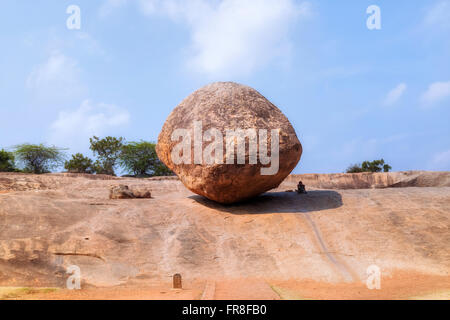 La boule de beurre de Krishna, Mahabalipuram, Tamil Nadu, Inde, Asie Banque D'Images