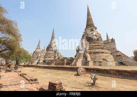 L'intérieur des trois pagodes Wat Prasri ancien domaine de Sanpetch à Ayutthaya, Thaïlande. Banque D'Images