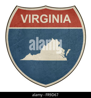 Virginia American Interstate highway road shield isolé sur un fond blanc. Banque D'Images