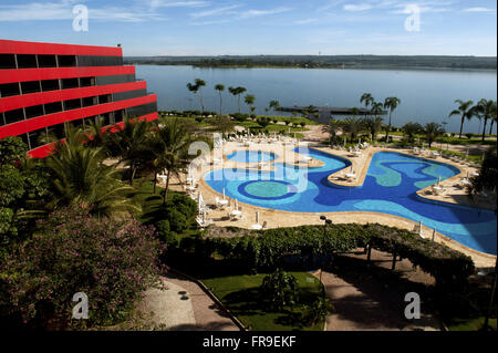 Hôtel sur les rives du lac do Paranoa à Brasilia Banque D'Images