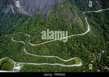 Vue aérienne de l'autoroute BR-116 Santos Dumont connu sous le nom de Rio - Teresopolis Banque D'Images