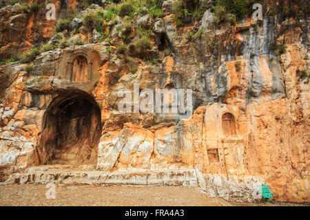 Césarée de Philippe, une ancienne ville romaine maintenant inhabitée et un site archéologique dans les hauteurs du Golan ; Césarée de Philippe, Israël Banque D'Images