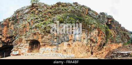 Césarée de Philippe, une ancienne ville romaine maintenant inhabitée et un site archéologique dans les hauteurs du Golan ; Césarée de Philippe, Israël Banque D'Images