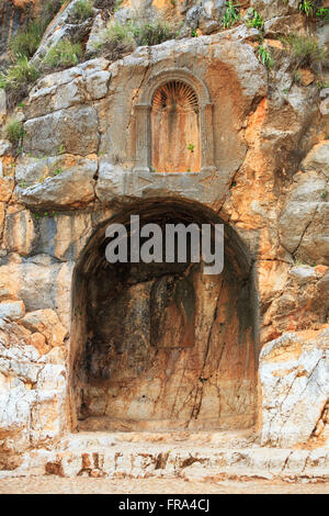 Césarée de Philippe, une ancienne ville romaine maintenant inhabitée et un site archéologique dans les hauteurs du Golan ; Césarée de Philippe, Israël Banque D'Images