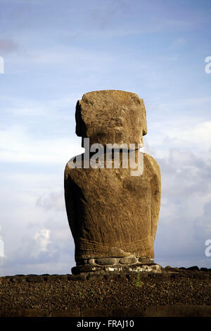 Détail de Moai à Ahu Tongariki sur l'île de Pâques Banque D'Images