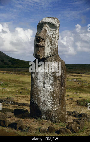 Détail de moai sur l'île de Pâques Banque D'Images