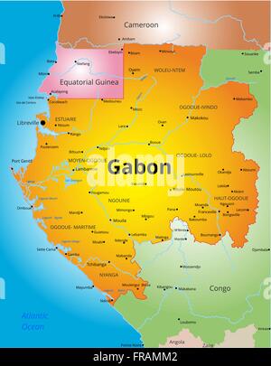 Carte en couleurs du Gabon Illustration de Vecteur