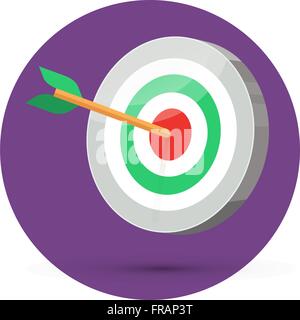 Flèche frapper la cible du centre Dart Illustration de Vecteur