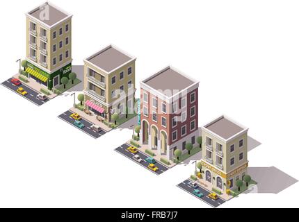 Bâtiments isométriques vectorielles Illustration de Vecteur