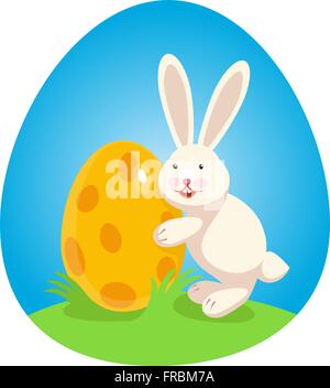 Lapin de Pâques avec de gros Œuf de Pâques Illustration de Vecteur