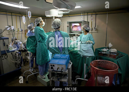La laparoscopie en salle d'opération de l'hôpital de Fontes Cardoso Banque D'Images