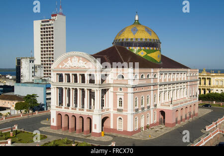 Vue de dessus de la Teatro Amazonas - construit en 1896 durant le boom du caoutchouc Banque D'Images